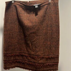 DKNY Donna Karan Wool Blend Tweed Knit Pencil Skirt black and brown Size 14